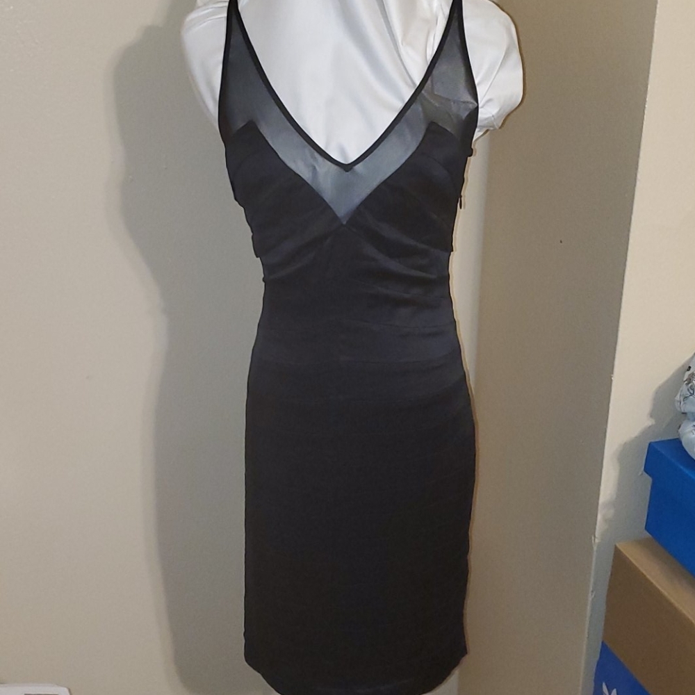 Bebe Mesh and Silk Black Dress Size S